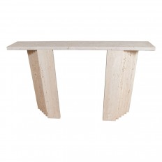 Slender travertine console